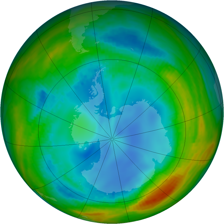 Antarctic ozone map for 05 August 1991